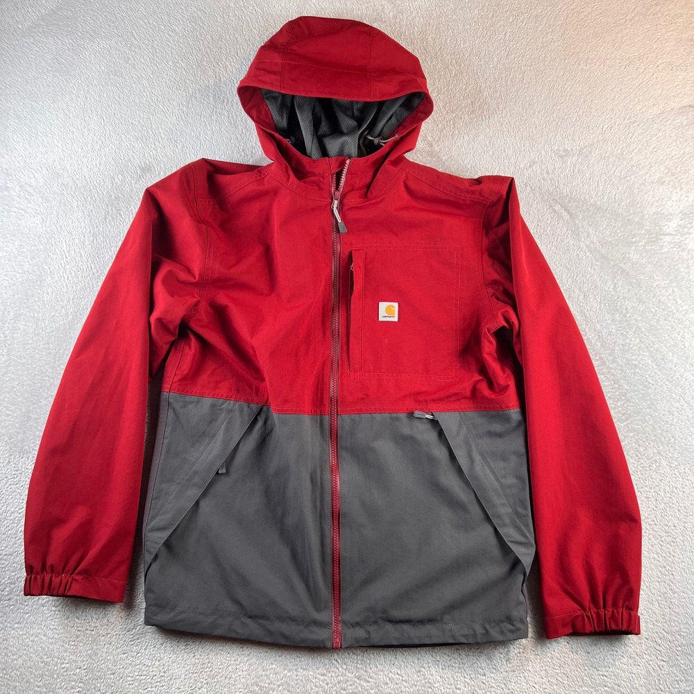 Carhartt Storm Defender Jacket Mens S Red Grey Colorblock Hooded